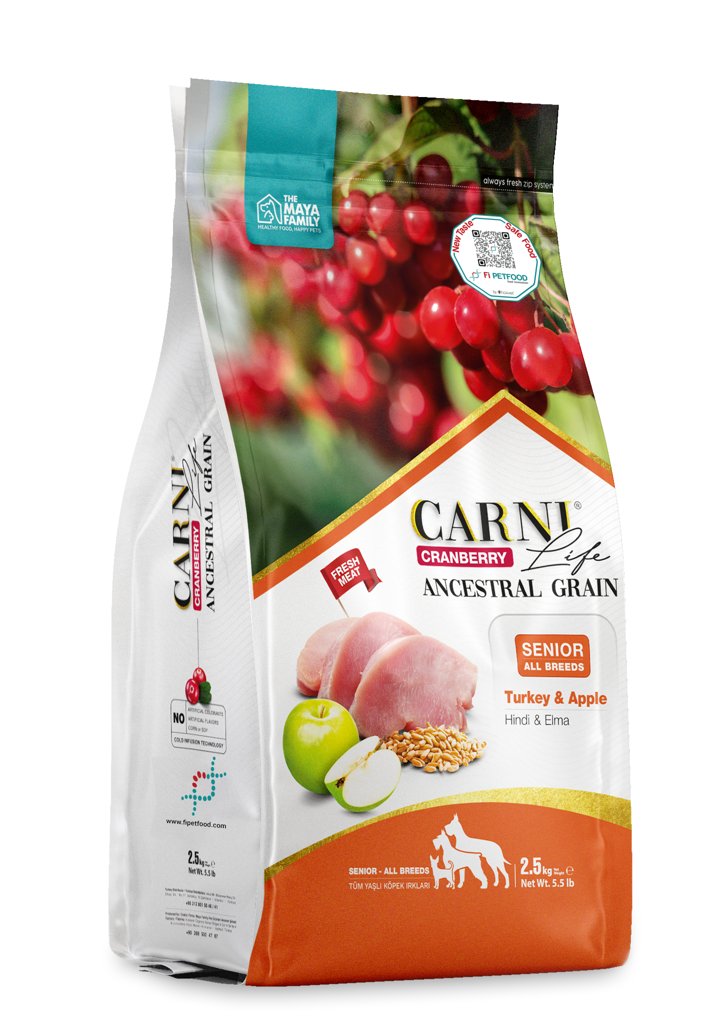 CARNI LIFE CRANBERRY ANCESTRAL GRAIN DOG TURKEY & APPLE ADULT SENIOR ALL BREEDS